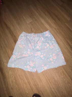 Vintage Floral Lounge Shorts Cottagecore Pastel Elastic Waist Granny Chic